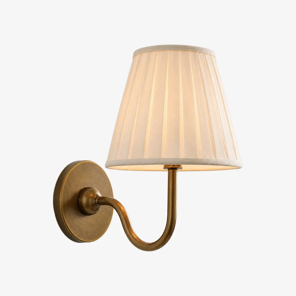 Wall Sconce Vintage with Pleated Fabric Shade, Single or Double Head
