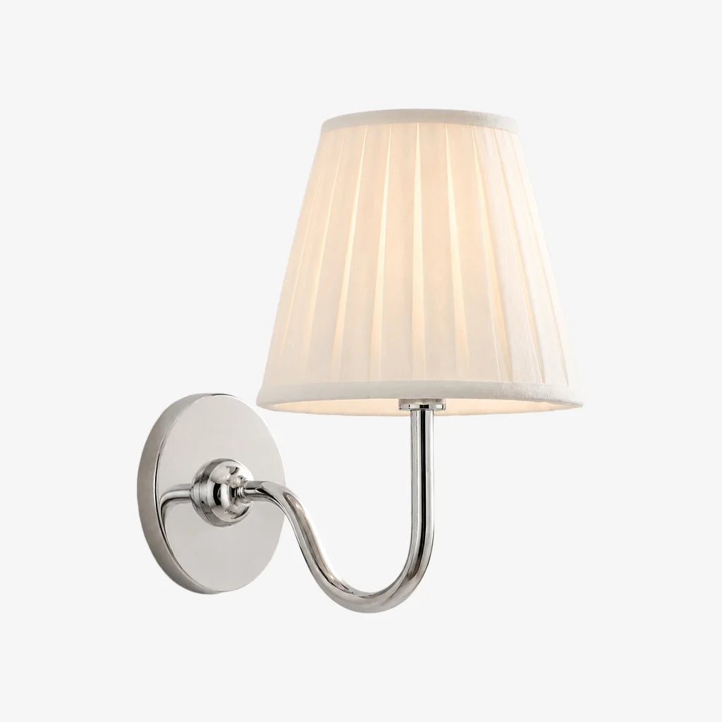 Wall Sconce Vintage with Pleated Fabric Shade, Single or Double Head