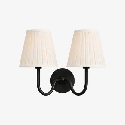 Wall Sconce Vintage with Pleated Fabric Shade, Single or Double Head