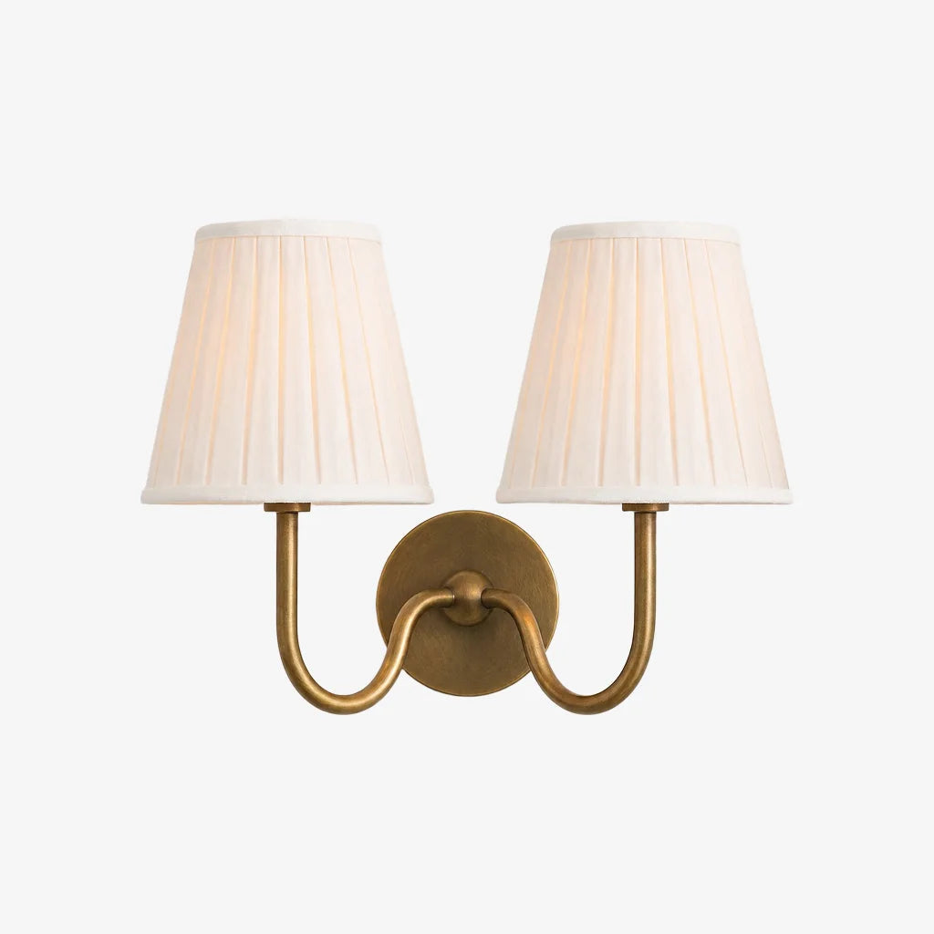 Wall Sconce Vintage with Pleated Fabric Shade, Single or Double Head