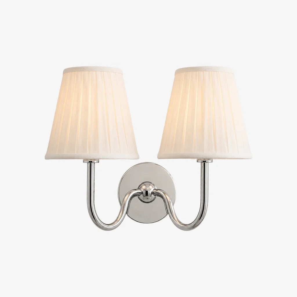 Wall Sconce Vintage with Pleated Fabric Shade, Single or Double Head