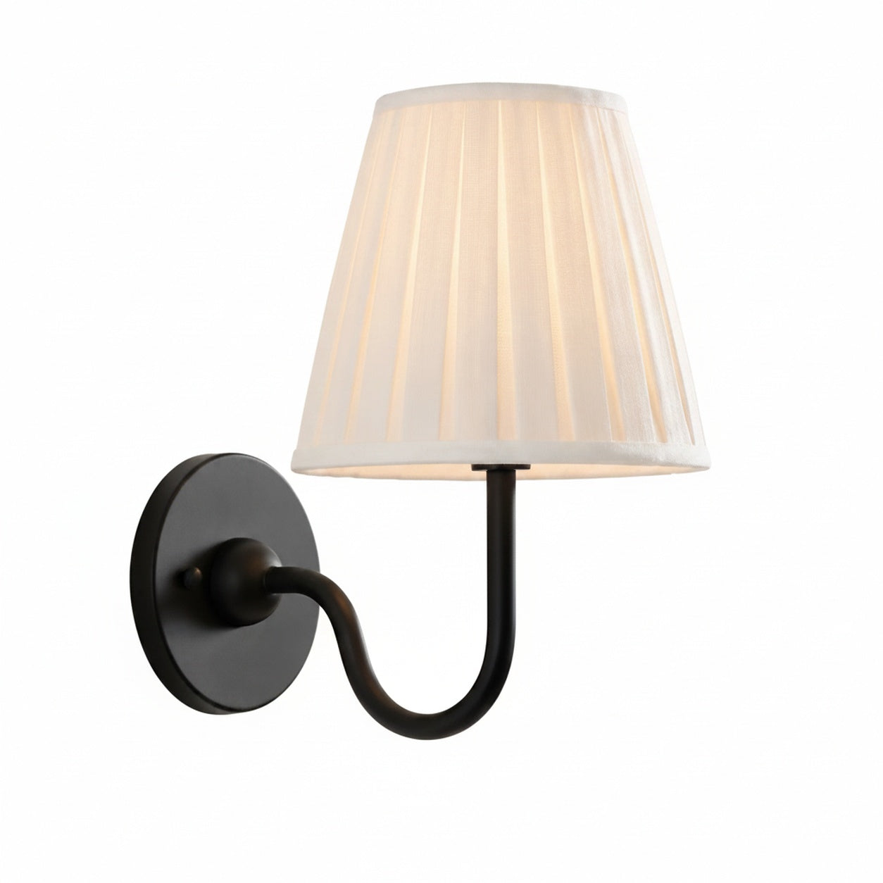 Wall Sconce Vintage with Pleated Fabric Shade, Single or Double Head