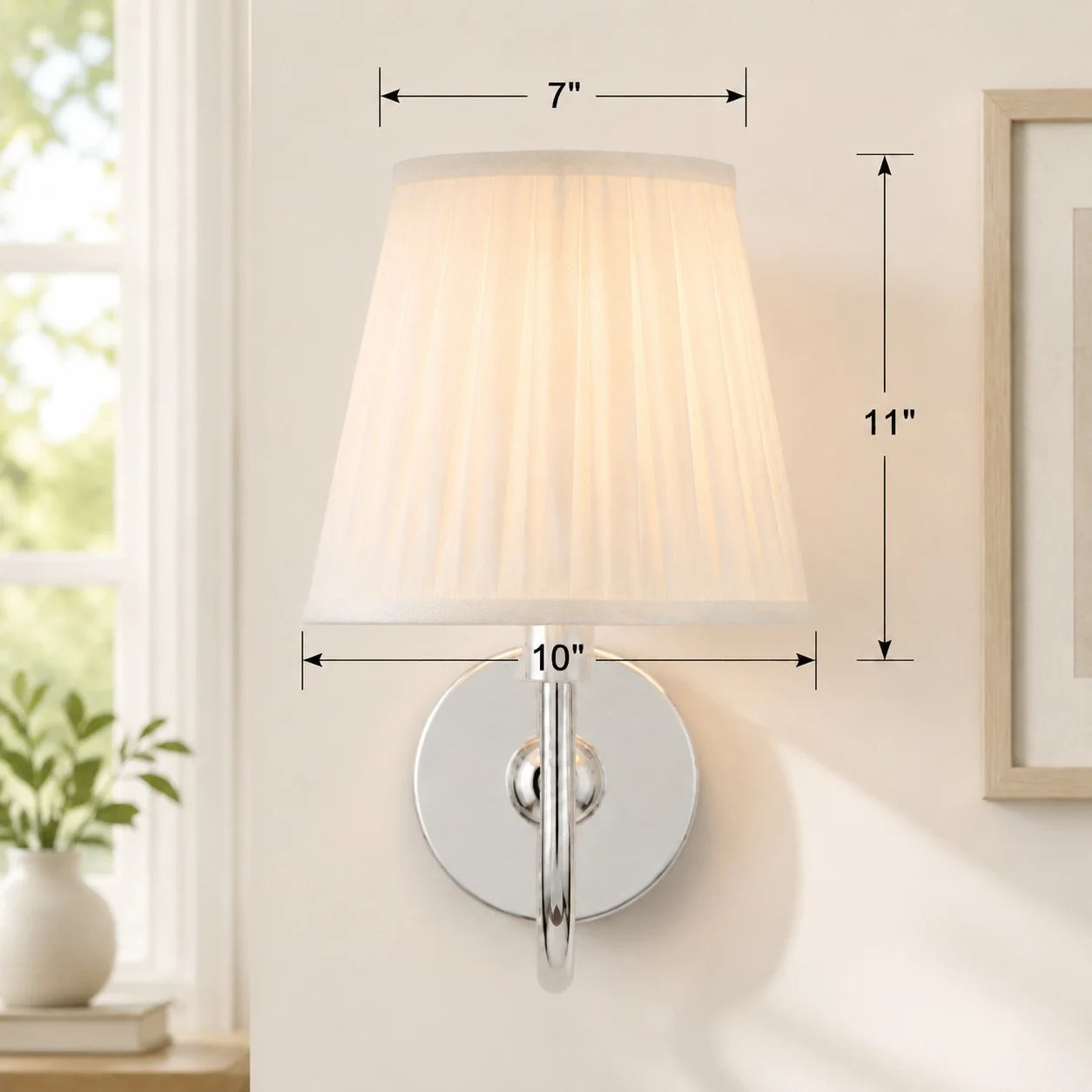 Wall Sconce Vintage with Pleated Fabric Shade, Single or Double Head