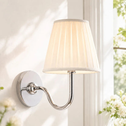 Wall Sconce Vintage with Pleated Fabric Shade, Single or Double Head