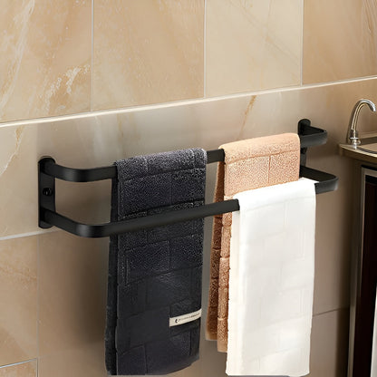 Wall Towel Rack with 3 Bars and Hooks, Space-Saving Bathroom Towel Holder