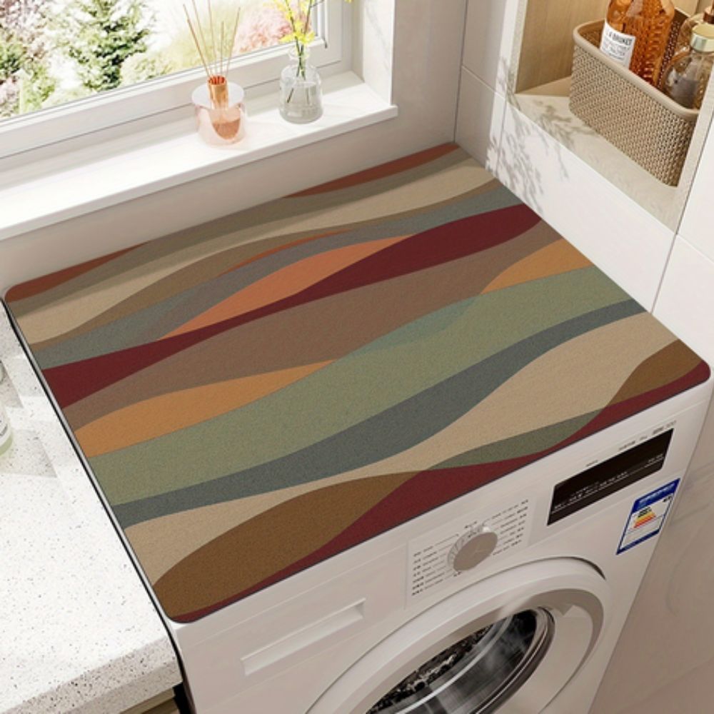 Washing Machine Top Mat with Anti-Slip Backing and Decorative Print