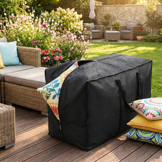 Waterproof Outdoor Cushion Storage Bag with Carry Handles and Zip