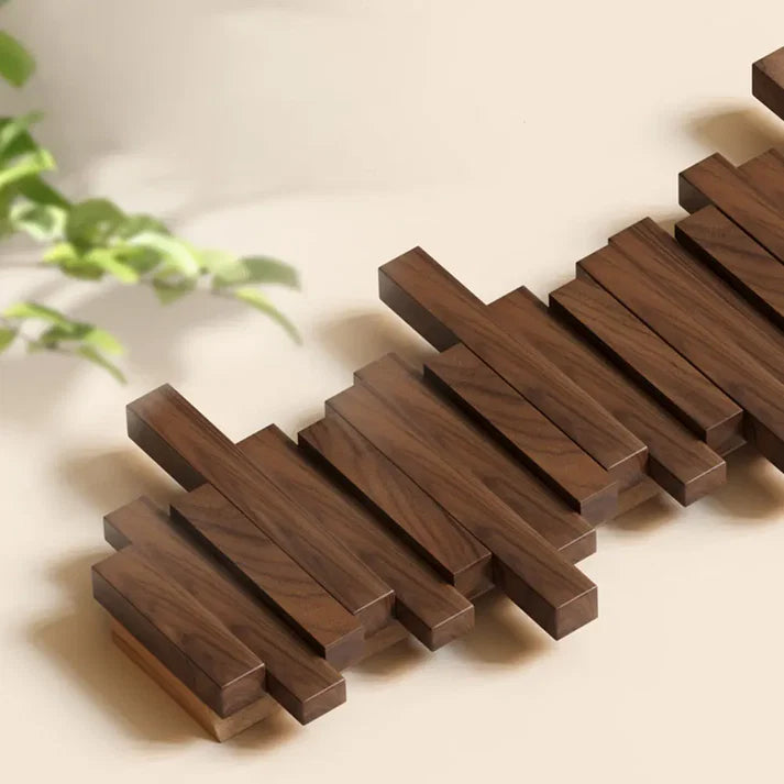 Wood Wall Coat Rack with Foldable Hooks and Piano Design for Hallway