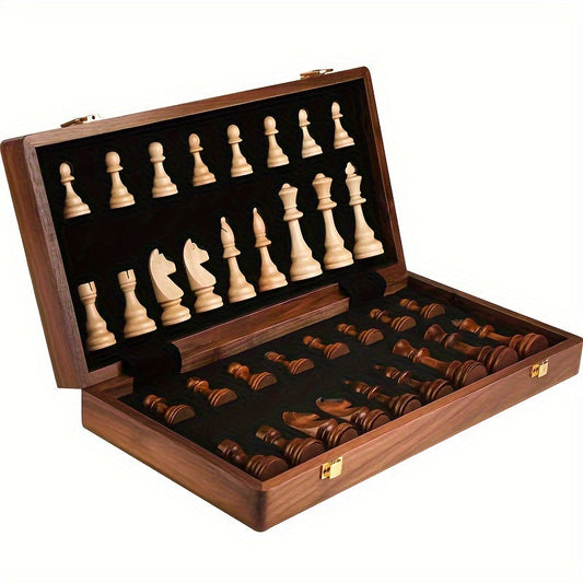 Wooden Chess Set with Storage Compartment