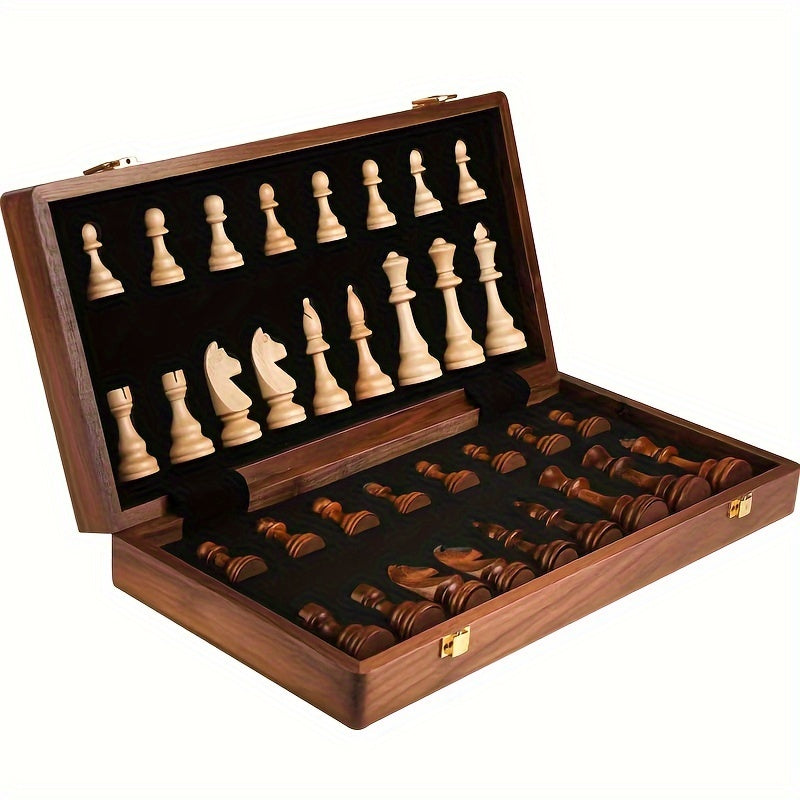 Wooden Chess Set with Storage Compartment