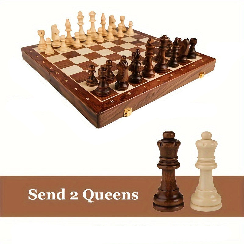Wooden Chess Set with Storage Compartment
