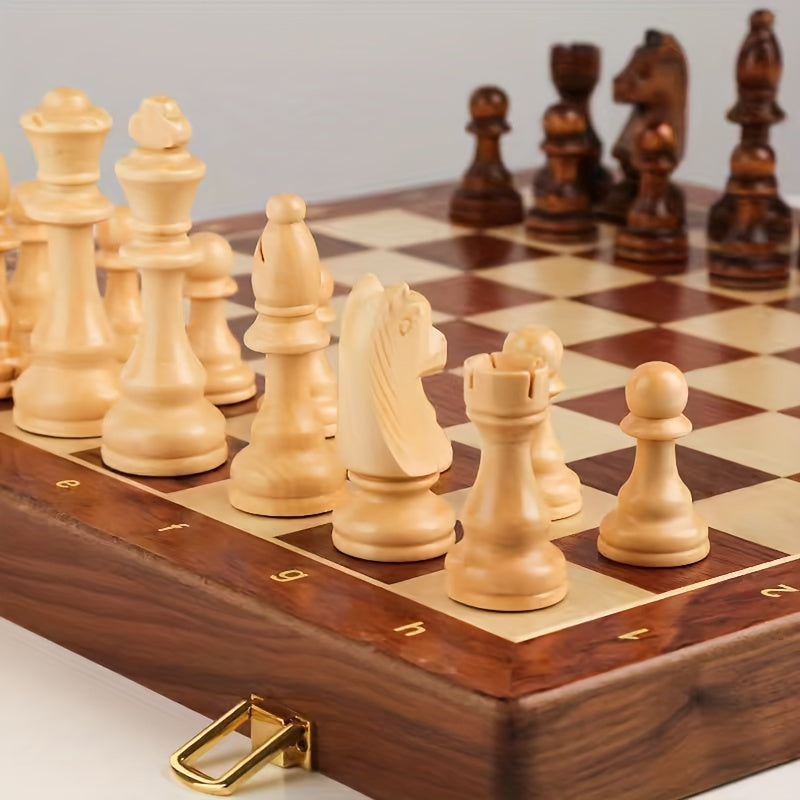 Wooden Chess Set with Storage Compartment