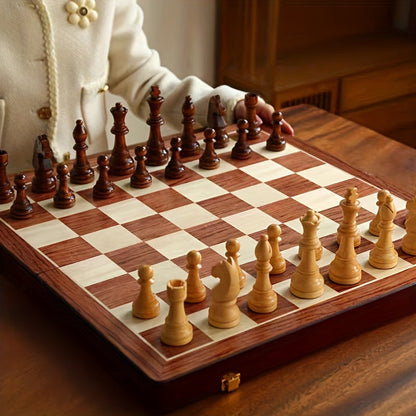 Wooden Chess Set with Storage Compartment