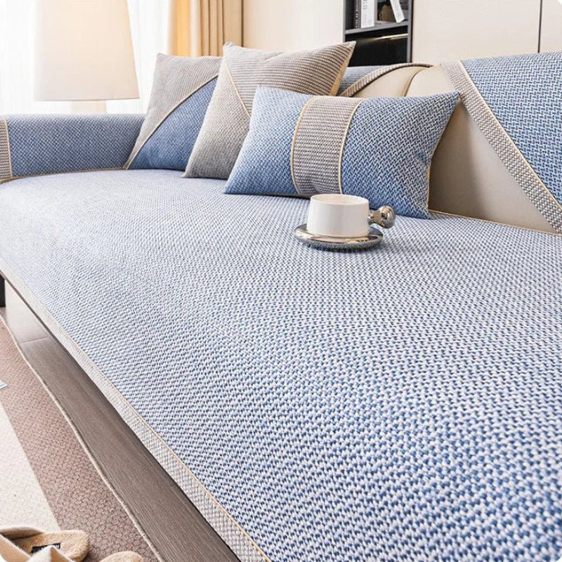 Woven Couch Cover with Non-Slip Latex Backing