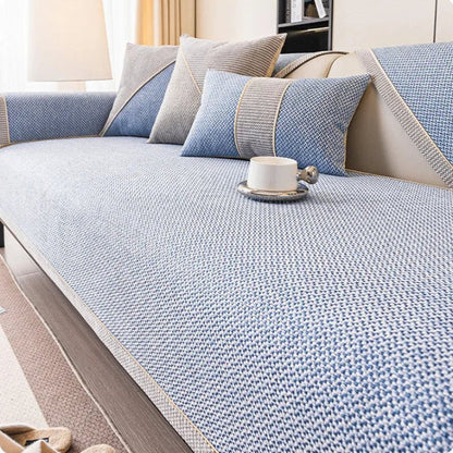 Woven Couch Cover with Non-Slip Latex Backing