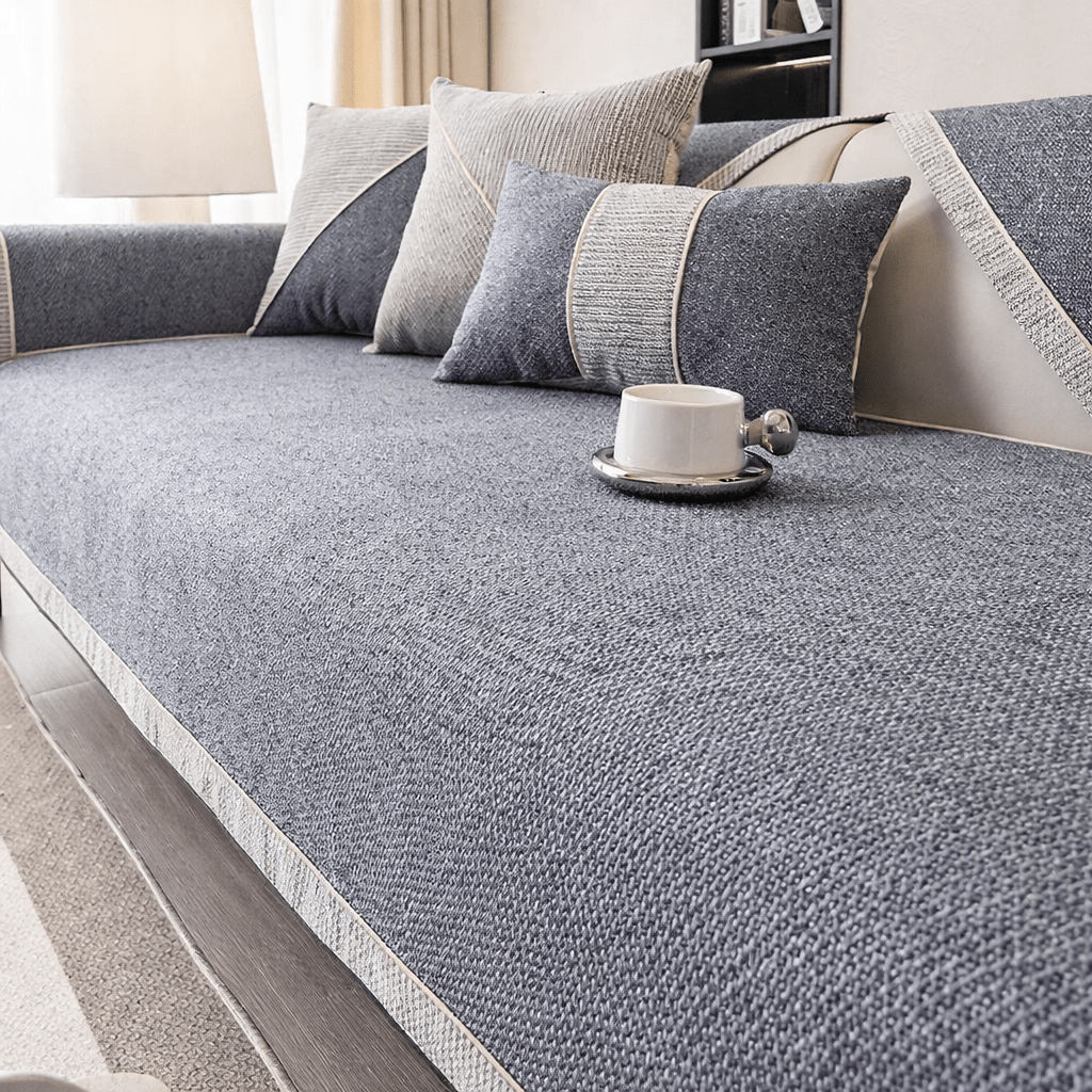 Woven Couch Cover with Non-Slip Latex Backing