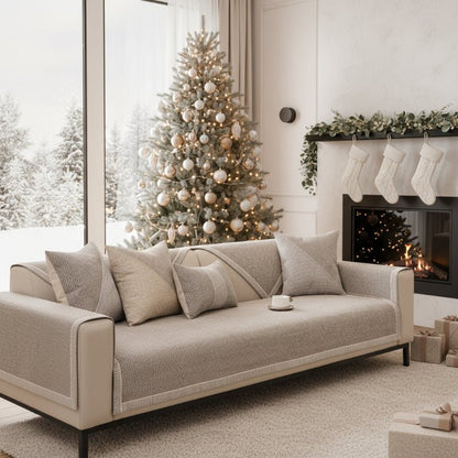 Woven Couch Cover with Non-Slip Latex Backing