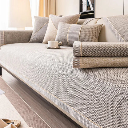 Woven Couch Cover with Non-Slip Latex Backing
