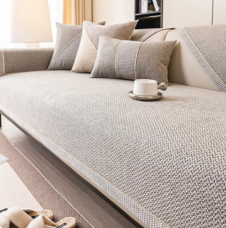 Woven Couch Cover with Non-Slip Latex Backing