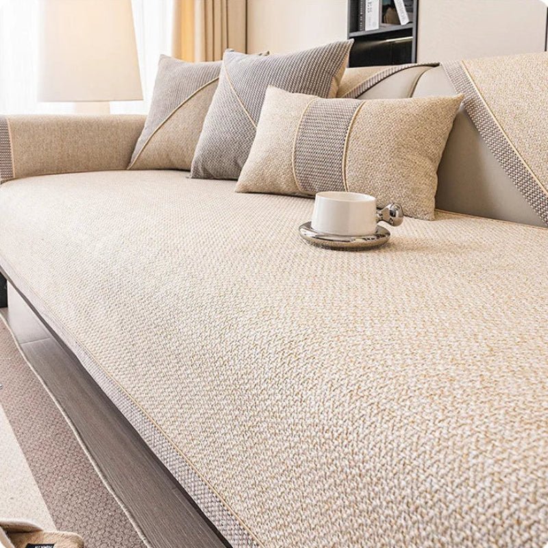 Woven Couch Cover with Non-Slip Latex Backing