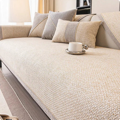Woven Couch Cover with Non-Slip Latex Backing