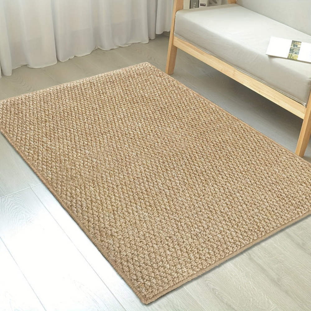 Woven Jute Style Area Rug and Door Mat with Anti-Slip Backing