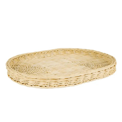 Woven Rattan Bread Cloche with Dome Cover and Serving Tray